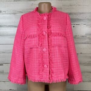 NWT ESSENTIEL Antwerp Dashing Tweed Jacket Neon Pink Size Small (38) Barbiecore